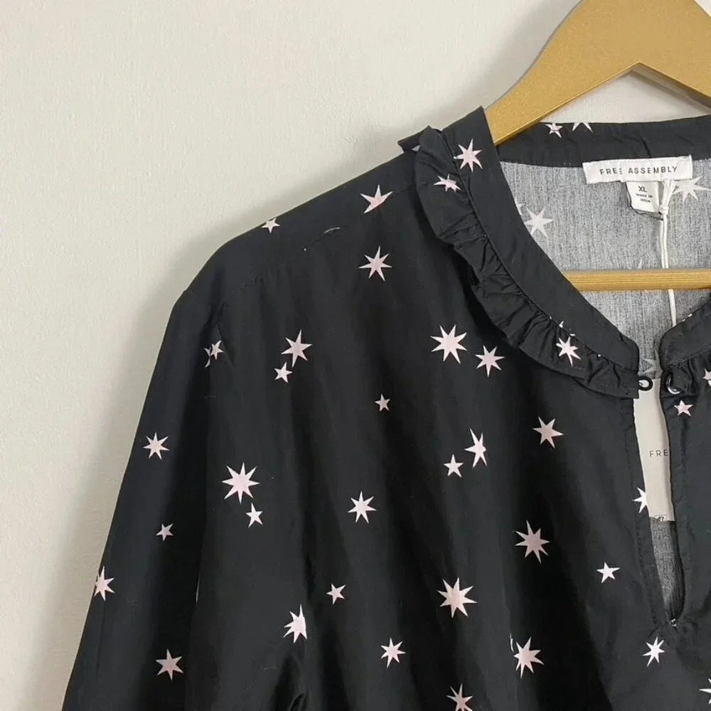 NWT Free Assembly Star Print Ruffle Dress - Picture 5 of 16